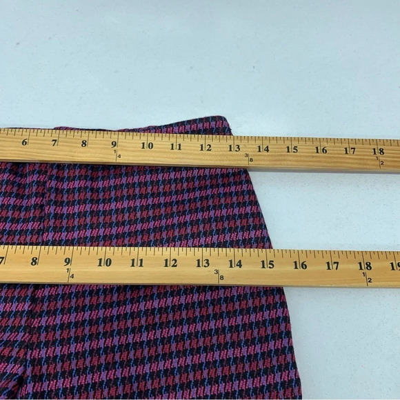 ECRU Plaid Pants Woman XS Purple Houndstooth Pockets Crop Preppy Casual NEW - Picture 10 of 12